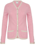 Chanel pink and beige cashmere cardigan Size 10UK