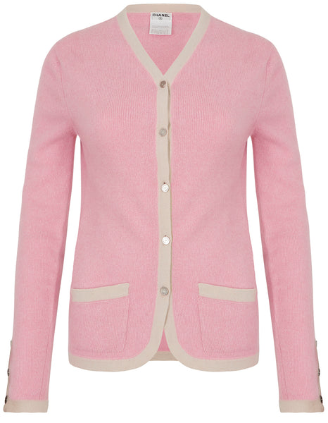 Chanel pink and beige cashmere cardigan Size 10UK