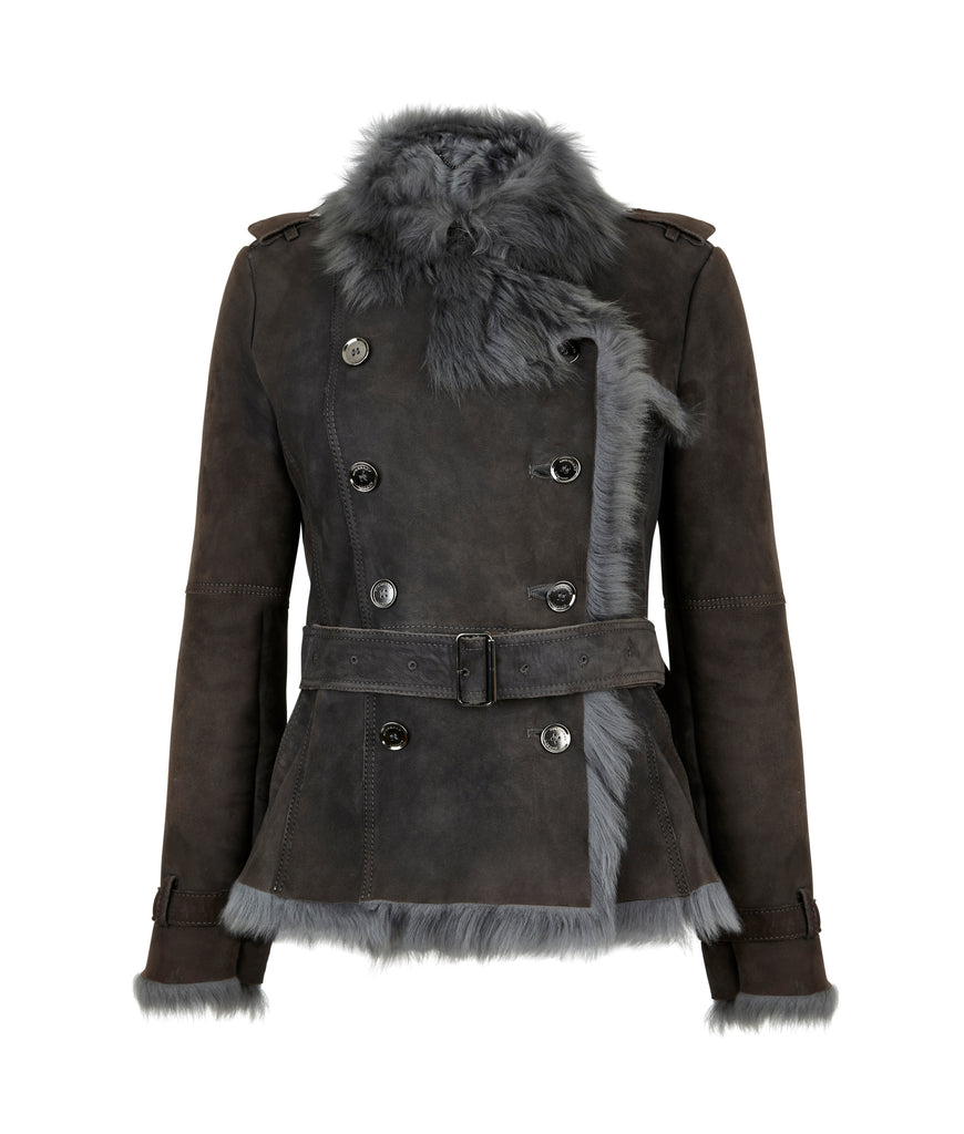 Burberry grey shearling jacket