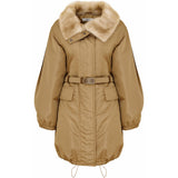 Prada camel parka with mink collar Size 6UK