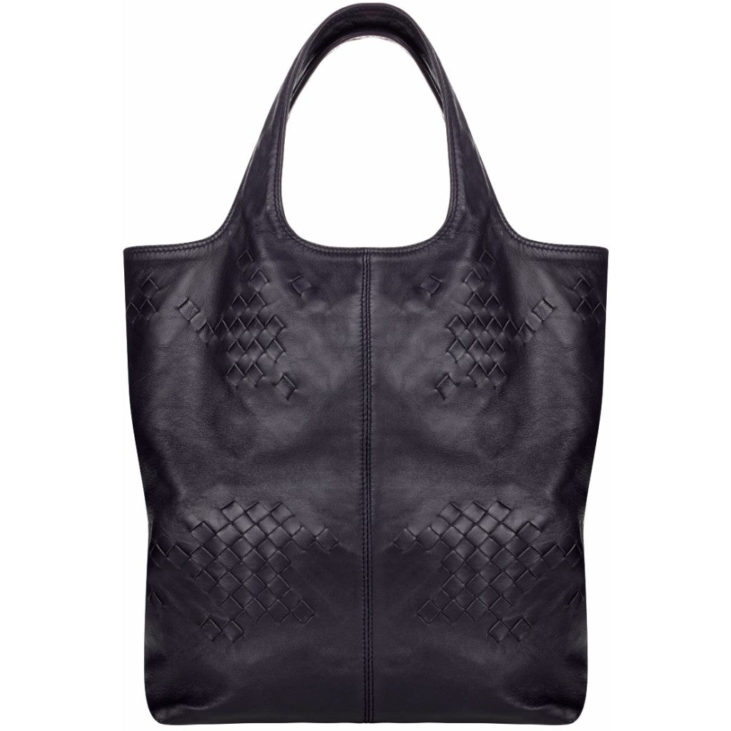 Bottega Veneta navy leather tote bag