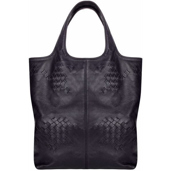 Bottega Veneta navy leather tote bag