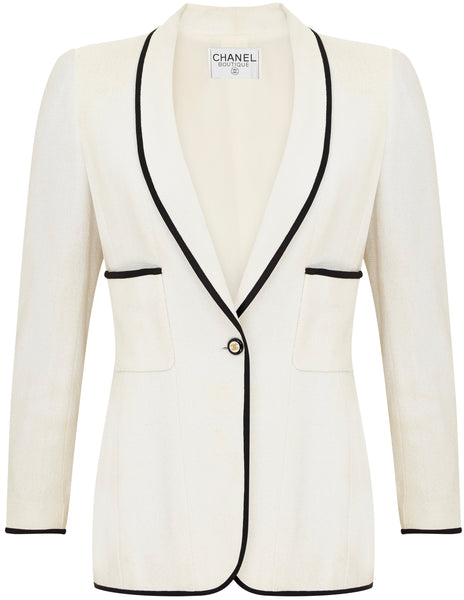 Chanel ivory tweed jacket Size 12UK