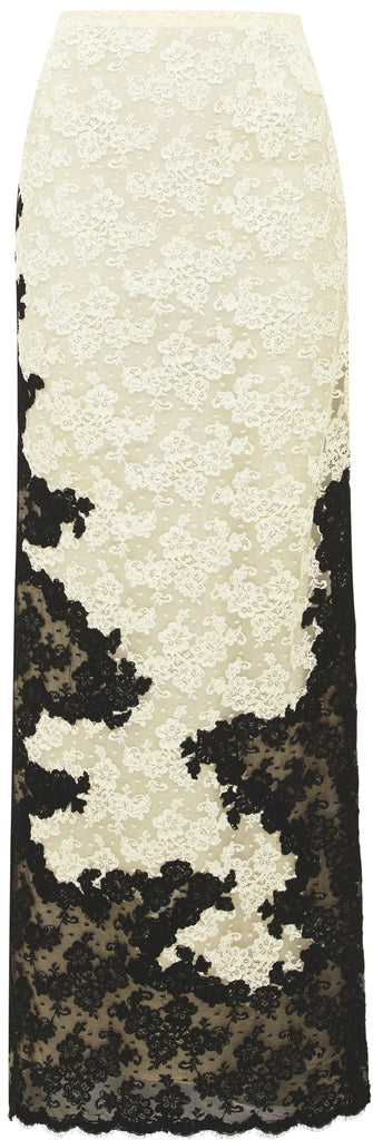 Oscar de la Renta ivory and black lace maxi skirt Size 12UK