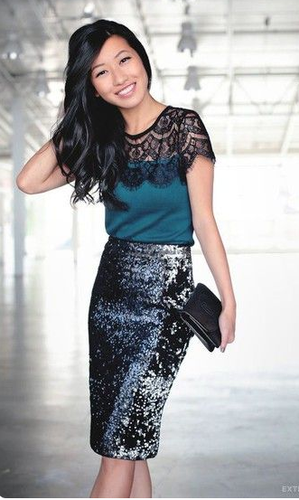 Yves St Laurent sequin skirt Size 10UK