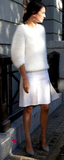 White leather tote bag