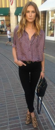 Tucker print silk blouse Size S