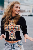 Yves St Laurent embellished sweater Size 12UK