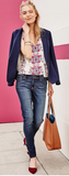 Tucker print silk blouse Size S