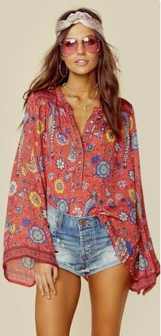 Tucker print blouse Size S