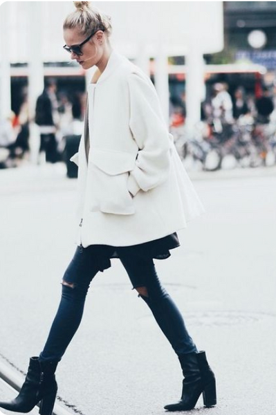 White leather tote bag
