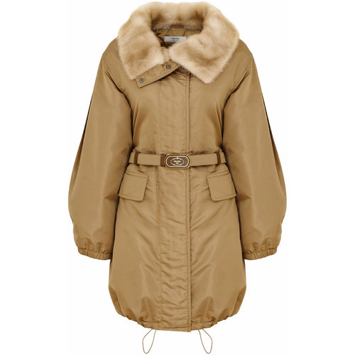 Prada camel parka with mink collar Size 6UK