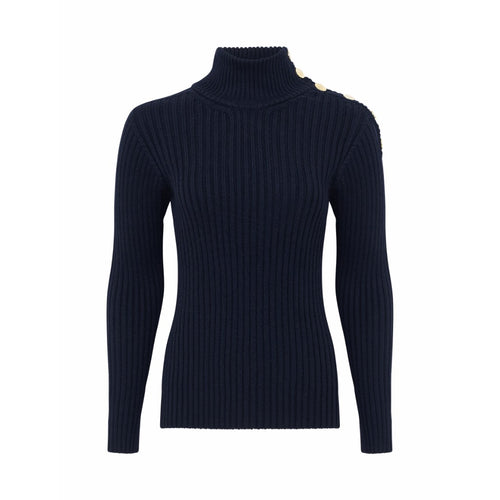 Dolce & Gabbana navy ribbed sweater with gilt buttons Size 8UK