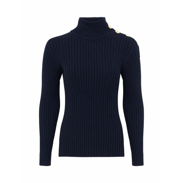 Dolce & Gabbana navy ribbed sweater with gilt buttons Size 8UK