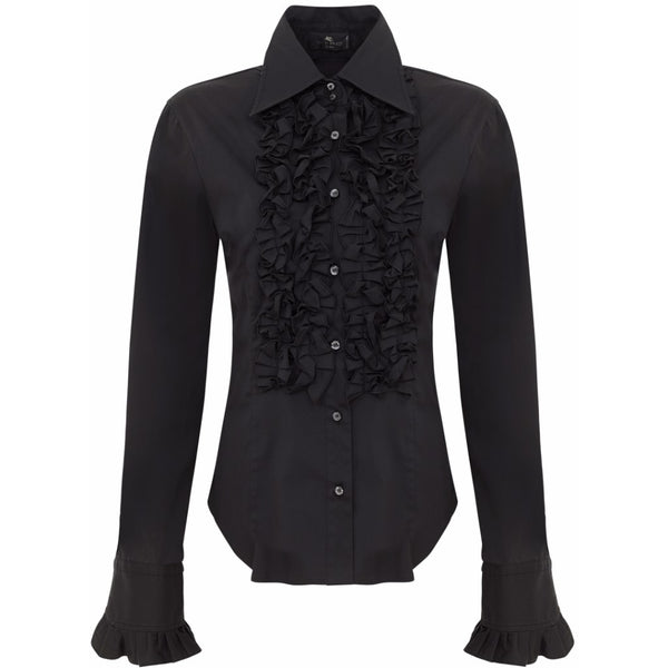 Etro black ruffle shirt Size 10UK