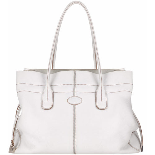 White leather tote bag