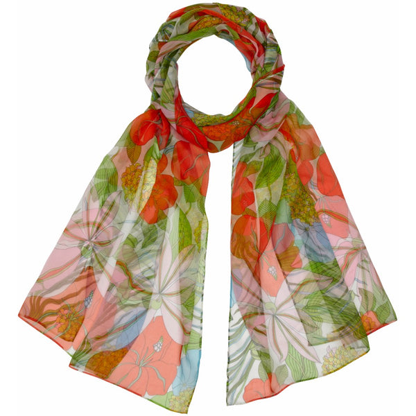 John Galliano silk tropical print scarf
