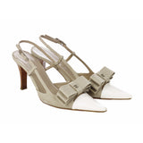 Chanel beige canvas and leather sling-backs Size 4½UK