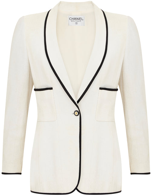 Chanel ivory tweed jacket Size 12UK