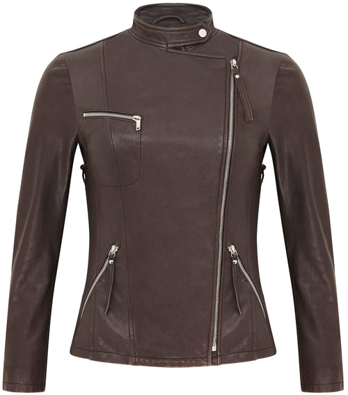 Nicole Farhi leather biker jacket Size 8UK