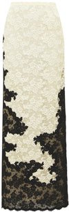 Oscar de la Renta ivory and black lace maxi skirt Size 12UK