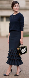 Prada midnight blue skirt Size 8UK