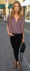 Tucker print silk blouse Size S