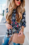 Tucker print silk blouse Size S
