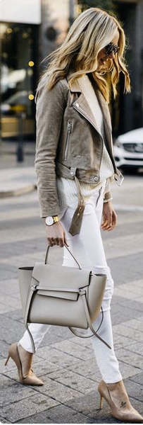 Anya Hindmarch taupe leather tote bag