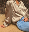 Yves St. Laurent pleated silk blouse Size 6UK