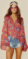 Tucker print blouse Size S