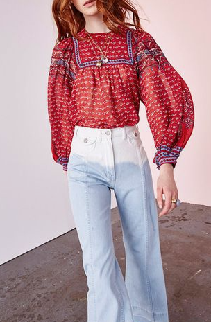 Tucker print blouse Size S