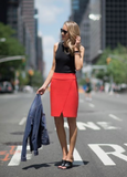 Carven coral red skirt Size 10UK