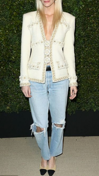 Chanel ivory tweed jacket Size 12UK
