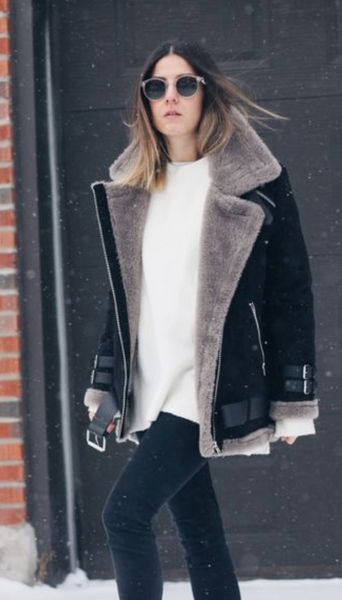 Burberry black hotsell shearling coat